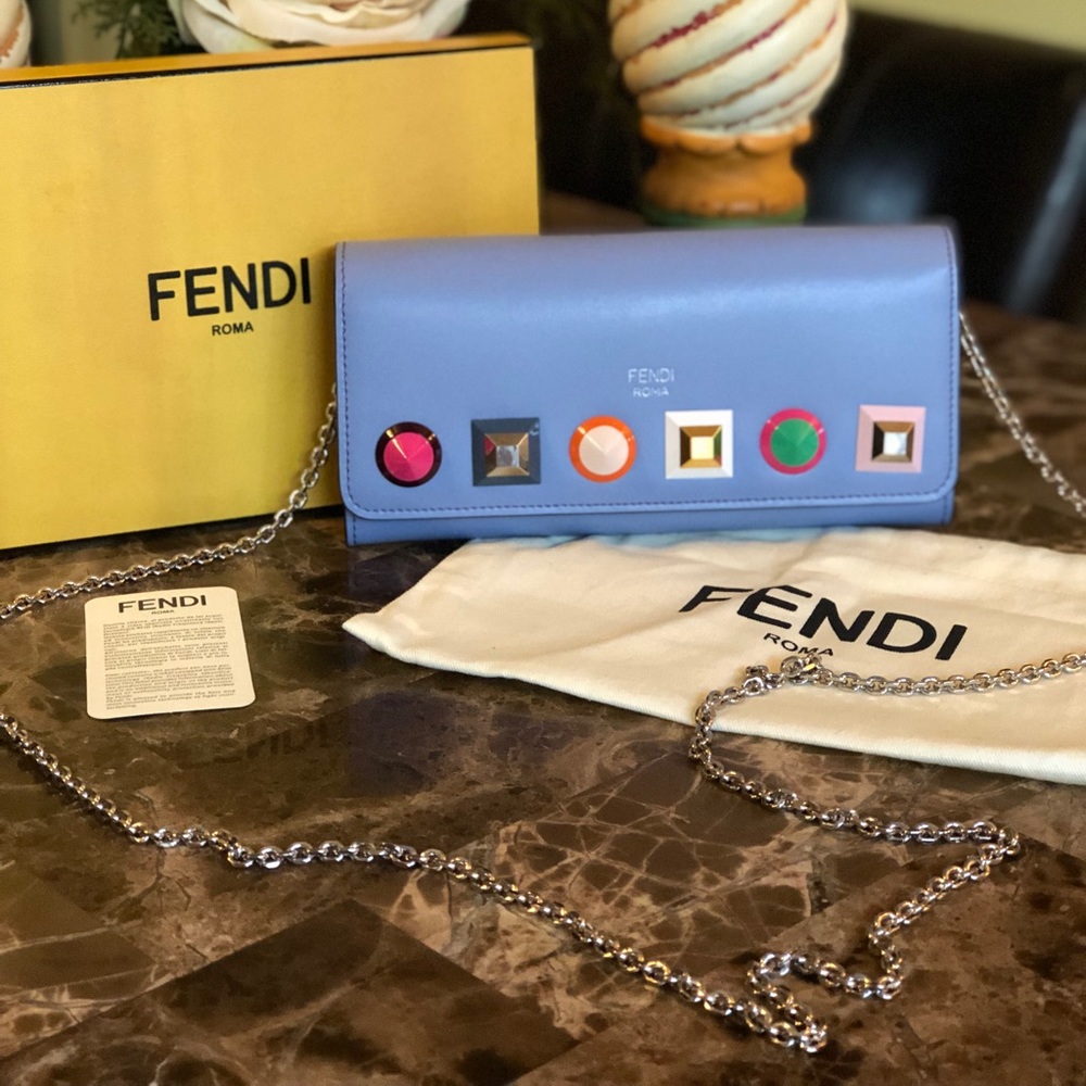 AUTH Fendi Rainbow Studded NEW Clutch Wallet - Picture 1 of 8